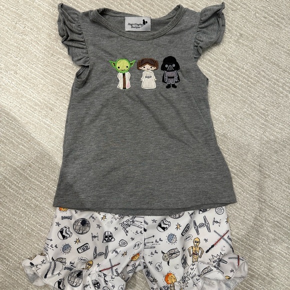 Star Wars matching set toddler size 3 grey white yoda Princess Leia darth Vader - Picture 1 of 8